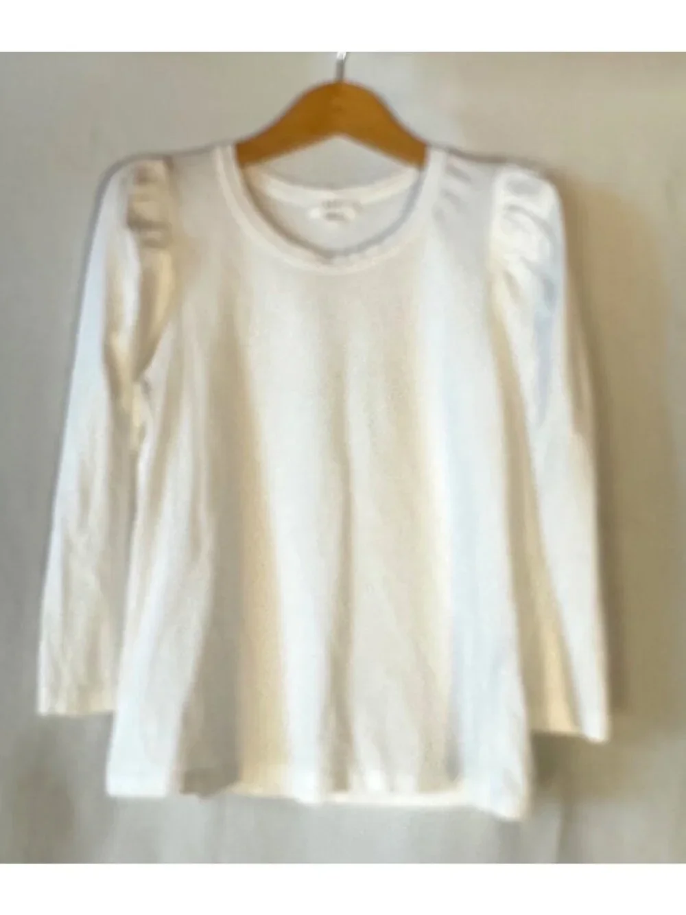 A.L.C. Bella White Cotton Puff Shoulder Long Sleeve Top Size S